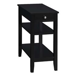 American Heritage 1 Drawer Chairside End Table with Charging Station & Shelves, Black -  Convenience Concepts, HI2835967