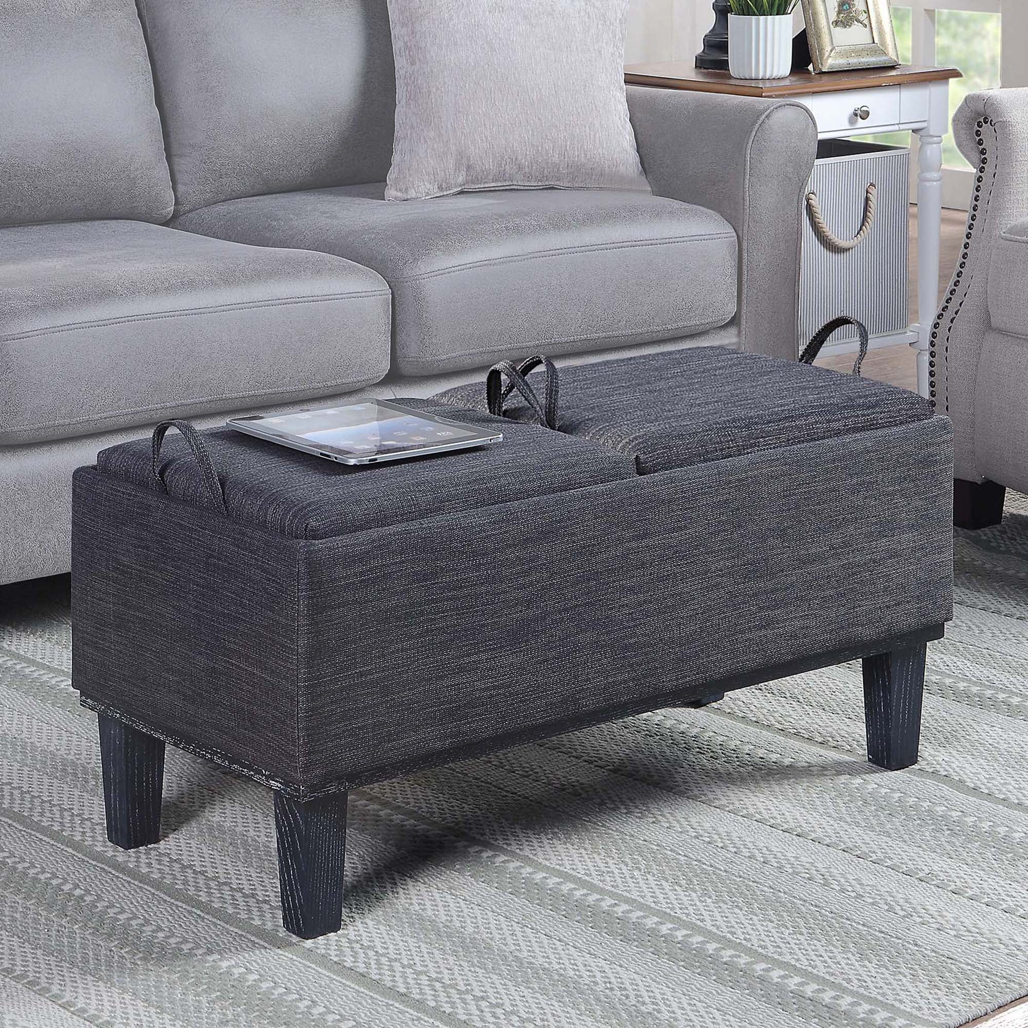 143900FDCGY 34.5 x 16.75 x 17 in. Designs 4 Comfort Brentwood Storage Ottoman, Dark Charcoal Gray -  Convenience Concepts, R9-224