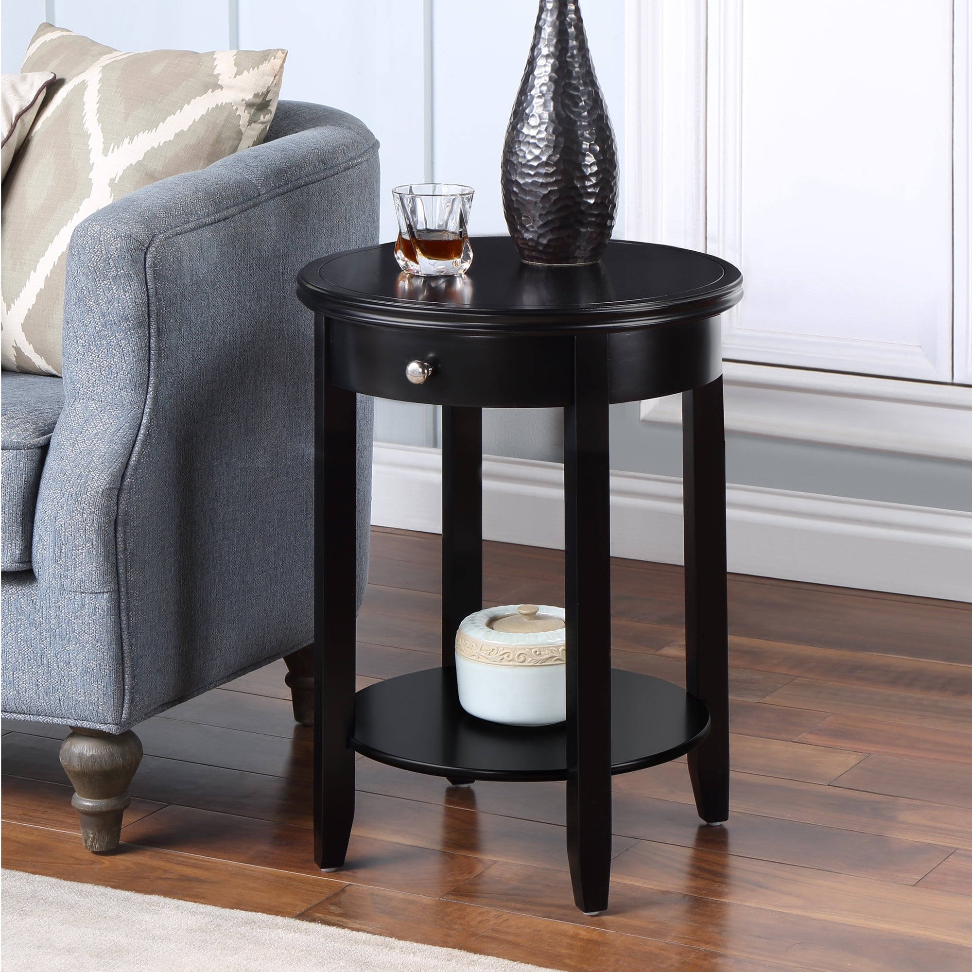American Heritage Baldwin 1 Drawer End Table with Shelf, Black -  Convenience Concepts, HI2824259
