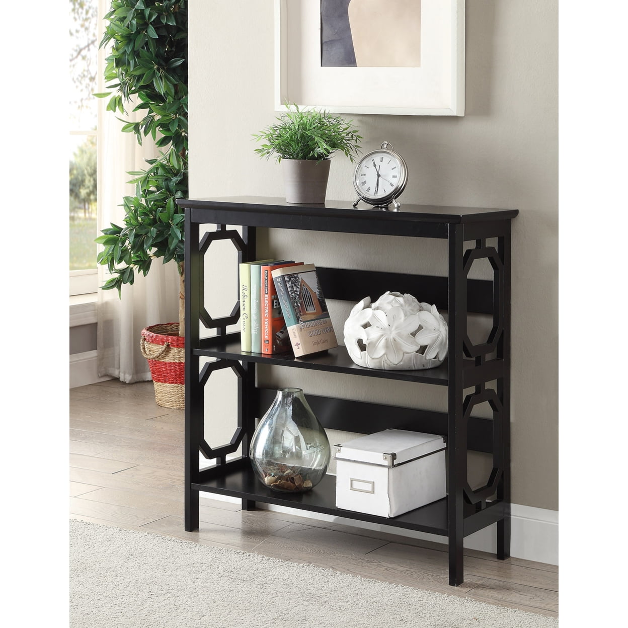 Picture of Omega 203240BL 3 Tier Bookcase, Black - 31.5 x 11.75 x 32.5 in.