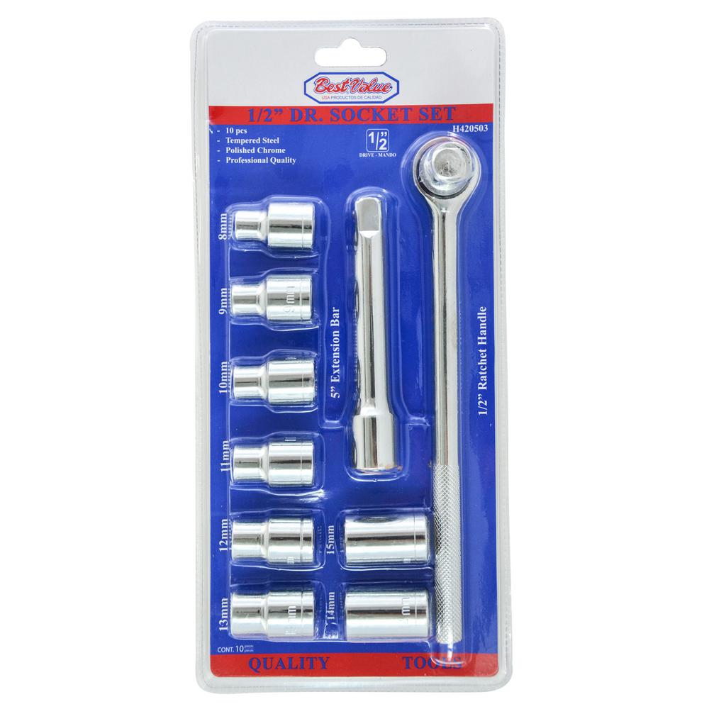 H420503 0.5 in. Drive Socket & Ratchet Set - 10 Piece