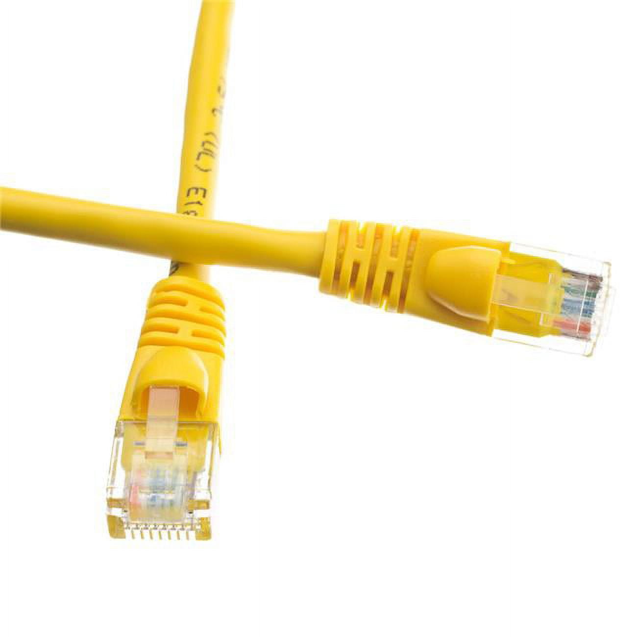 Cat5e Yellow Copper Ethernet Patch Cable, Snagless/Molded Boot, POE Compliant, 6 inch