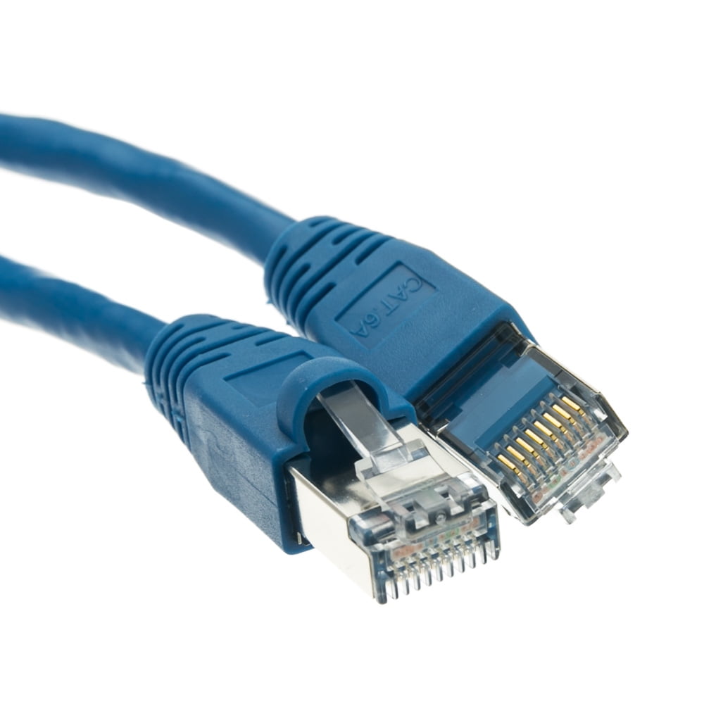 Shielded Cat6a Blue Copper Ethernet Patch Cable, 10 Gigabit, Snagless/Molded Boot, POE