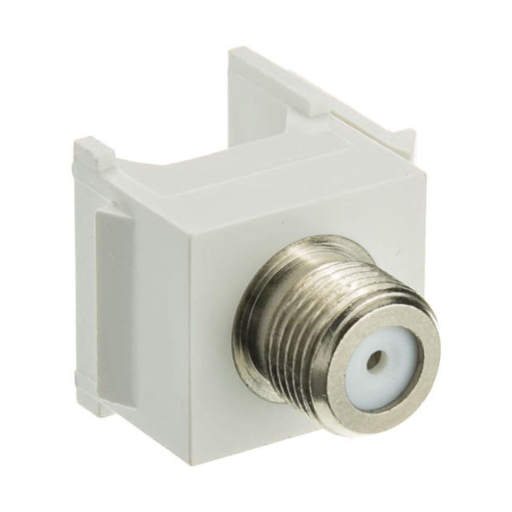 Keystone Insert F-Pin Coaxial Connector & F-Pin Female Coupler - White