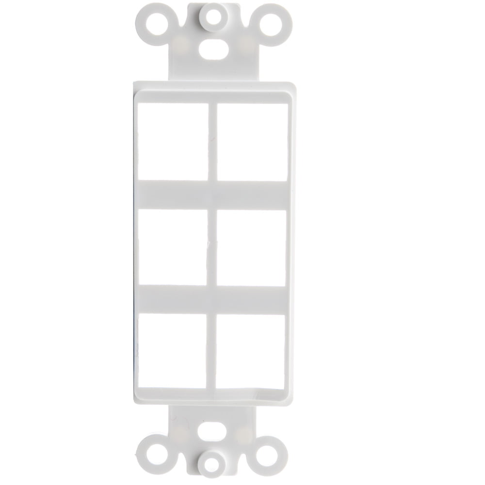 Picture of Cable Wholesale 302-6D-W 6 Hole Keystone Jack for Decora Wall Plate Insert - White