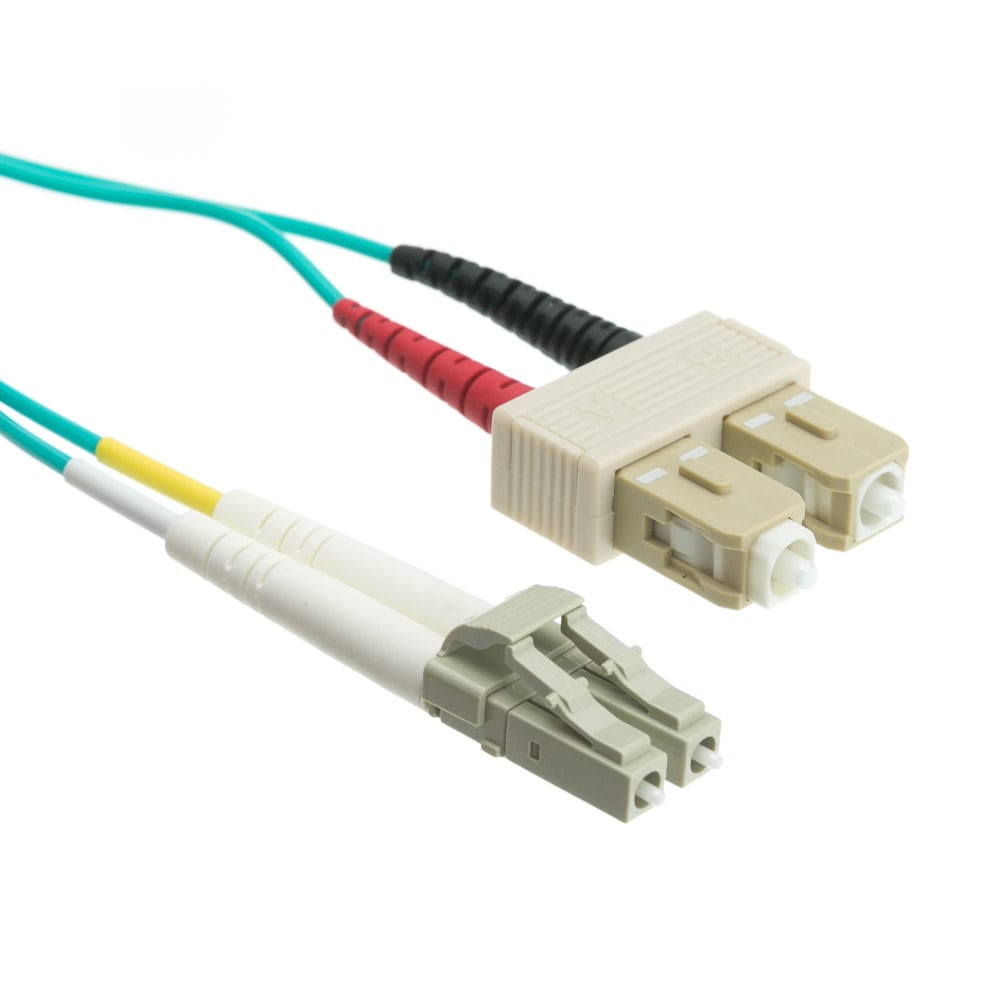 LCSC-31001 3.3 ft. LC & SC Multimode Duplex 10 GB Aqua Fiber Optic Cable, 50 to 125 - 1 m -  Cable Wholesale