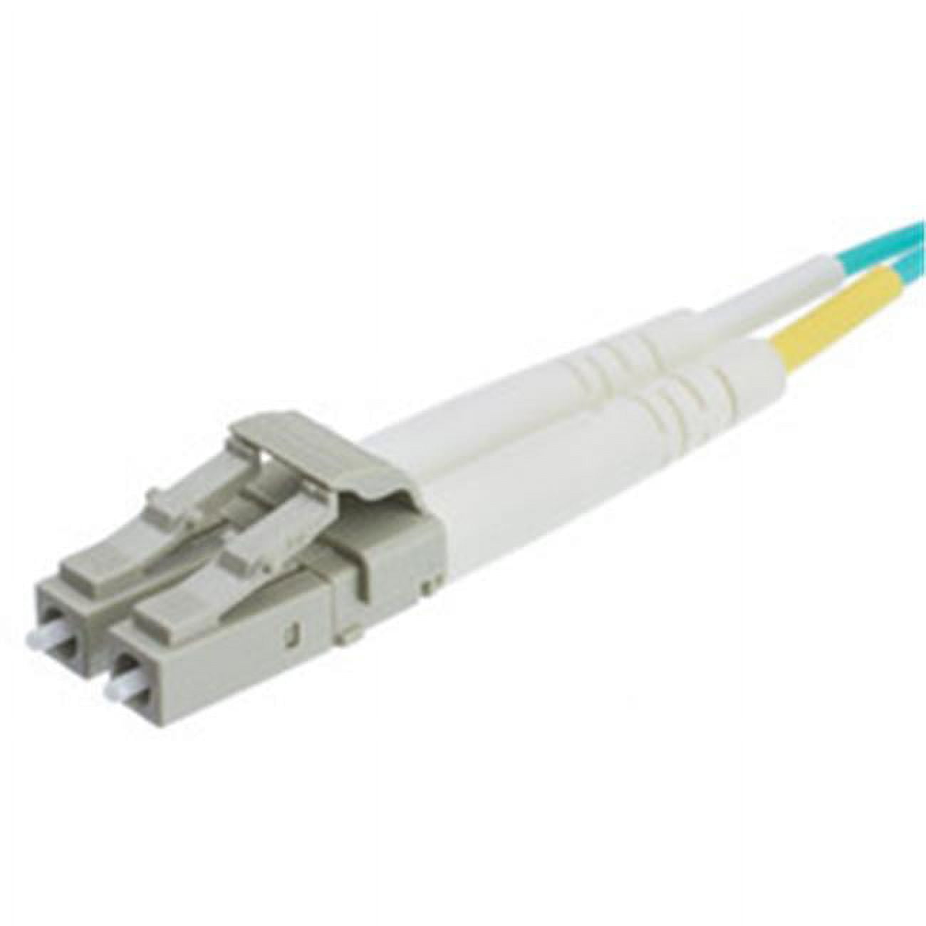 LC OM4 Duplex 2.0mm Fiber Optic Patch Cord, OFNR / LSZH, Multimode 50/125, Aqua Jacket, Beige