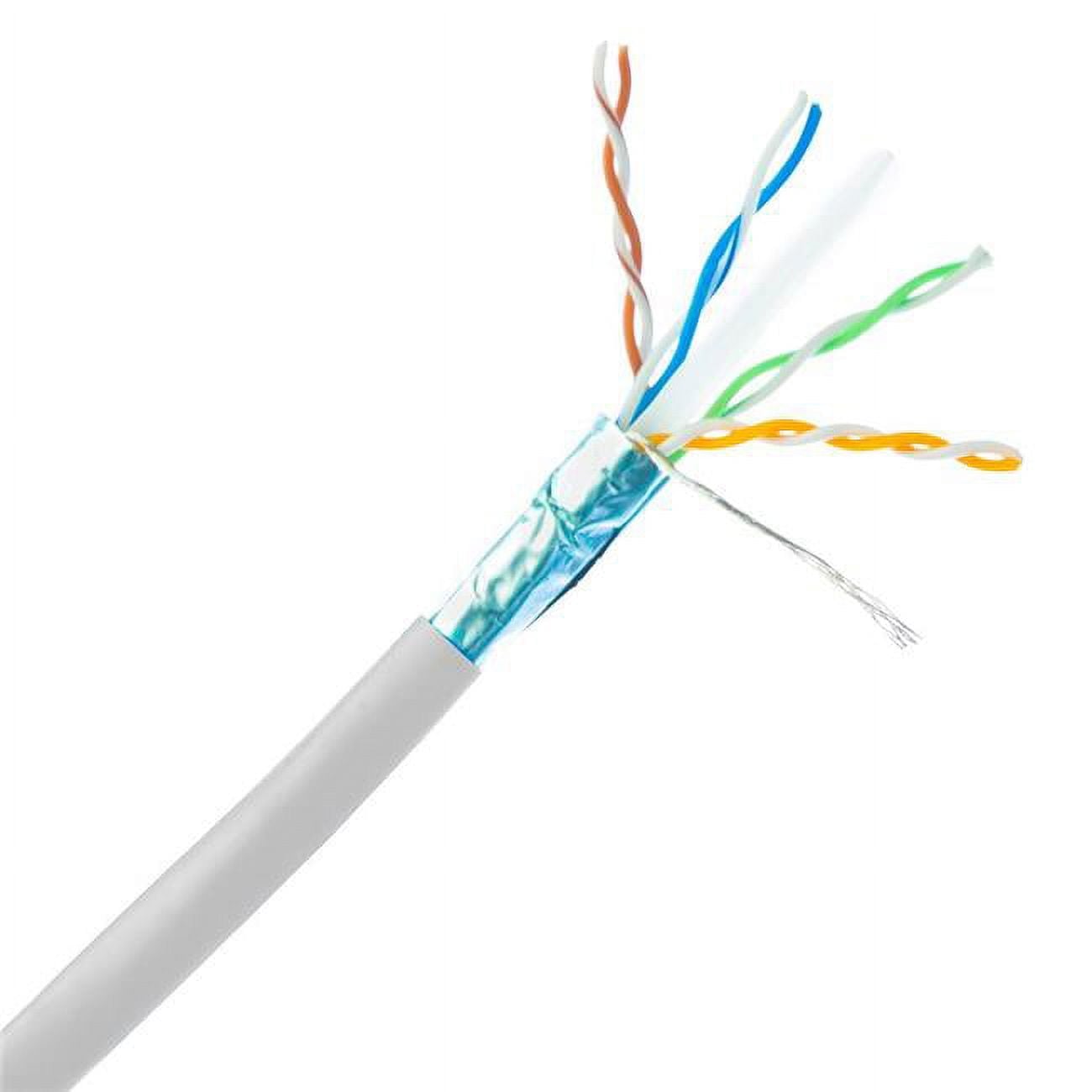 Bulk Shielded Cat6a White Ethernet Cable with 10 Gig Solid, 500 Mhz, 23 AWG Spool, 1000 ft.