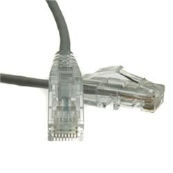 15 foot, Cat6a Slim Ethernet Patch Cable, Snagless with Molded Boot - Gray