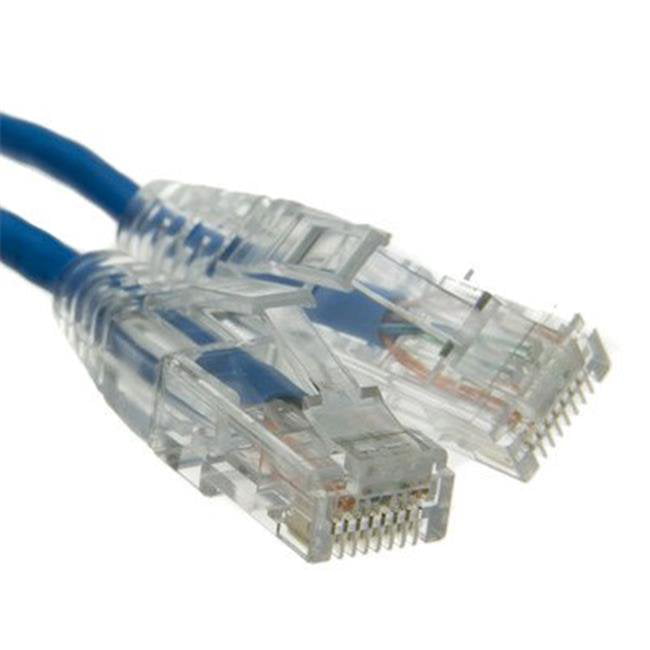 CableWholesale 13X6-66100.5 6 in. Cat6a Slim Ethernet Patch Cable, Snagless with Molded Boot - Blue
