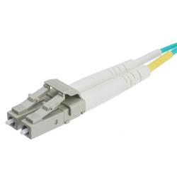 10 Gigabit Aqua OM4 Fiber Optic Cable, LC with LC, 50 by 125 Multimode Duplex - 30 Meter