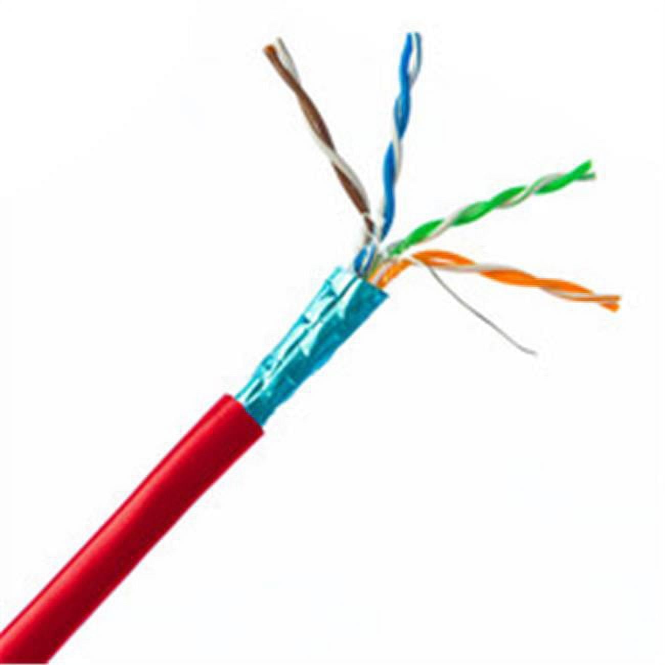 Plenum Cat6 Bulk Cable, Red, Solid, Shielded, CMP, 23 AWG, Spool, 1000 foot