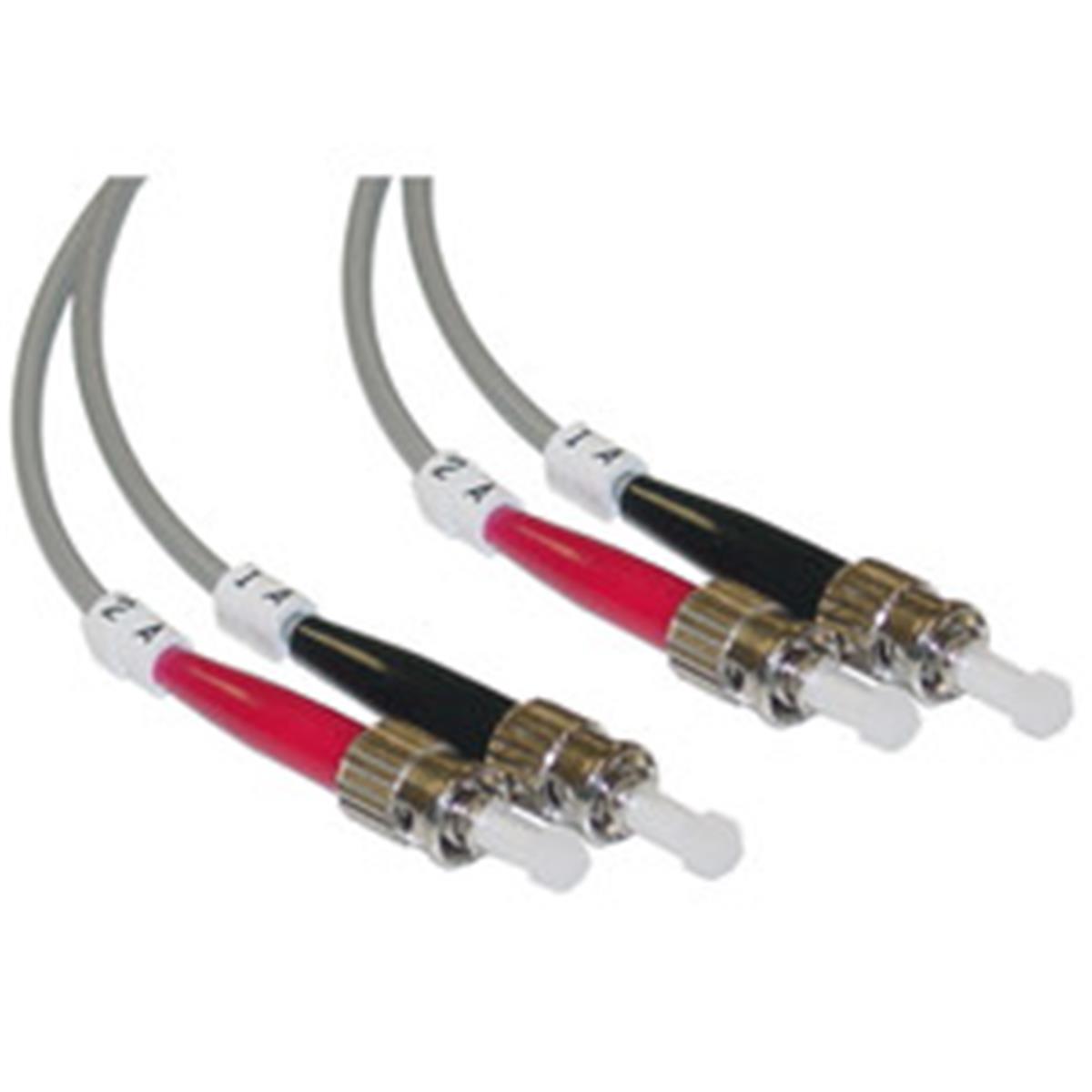 ST/UPC OM2 Duplex 2.0mm Fiber Optic Patch Cord, OFNR, Multimode 50/125, Orange Jacket,
