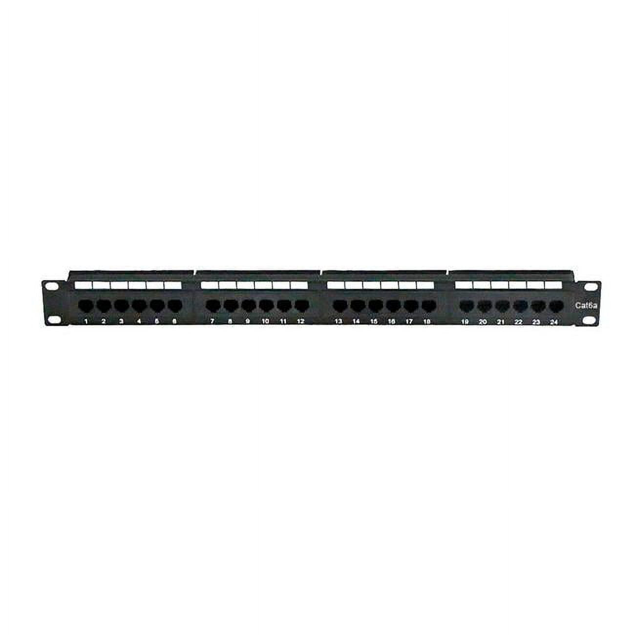CableWholesale 69BK-16024 Rackmount 24 Port Cat6A Patch Panel, Horizontal, 110 Type, 568A & 568B Compatible, 1U