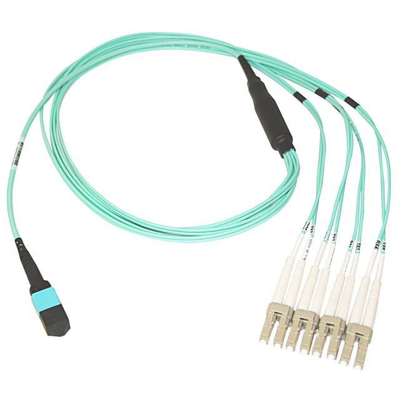 CableWholesale  24 in. Plenum Fiber Optic Cable, 40 Gigabit Ethernet QSFP 40G Base-SR4 to MTP & LC Breakout Cable, OM3, 50 by 125, 2 m