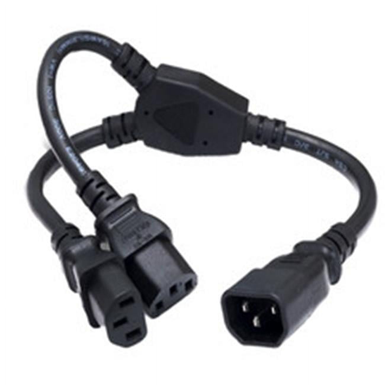 Cablewholesale 10W1-02301Y 14 in. C14 To Dual C13, 13 Amp, SJT Computer & Monitor Power Extension Y Cord, Black