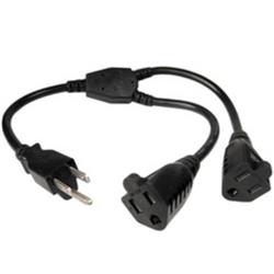 Picture of CableWholesale 10W1-04202Y 2 ft. 13A 16AWG NEMA 5-15P to 2x NEMA 5-15R Power Y Cord&#44; Black