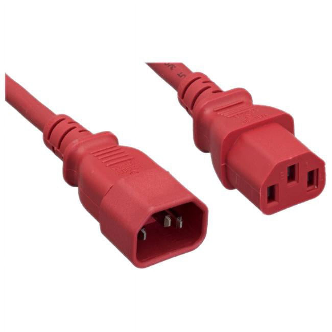 10W2-02202RD 2 ft. C13 to C14 14 AWG 15 Amp Computer & Monitor Power Extension Cord, Red