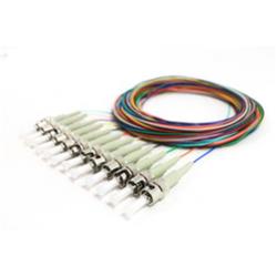 Picture of CableWholesale 15F1-11012 3m 12 Strand Fiber Pigtail&#44; OM1 - 62.5 & 125&#44; Multmode Beige Boot ST & PC Connectors Cable