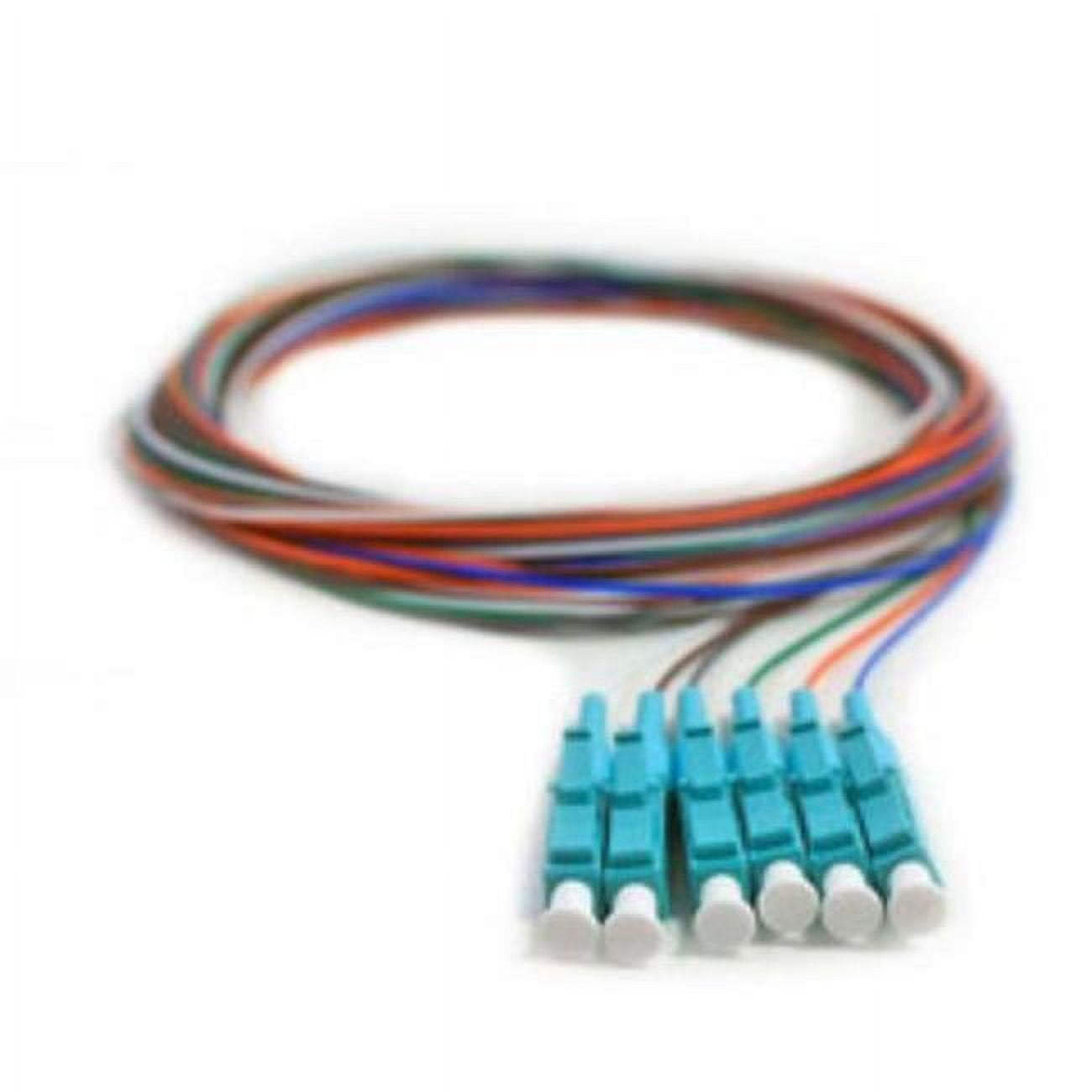 Picture of Cable Wholesale 15F1-42006 3 m 6 Fiber Pigtail OM3 50-125 Multimode LC & PC Connector&#44; Aqua Boot