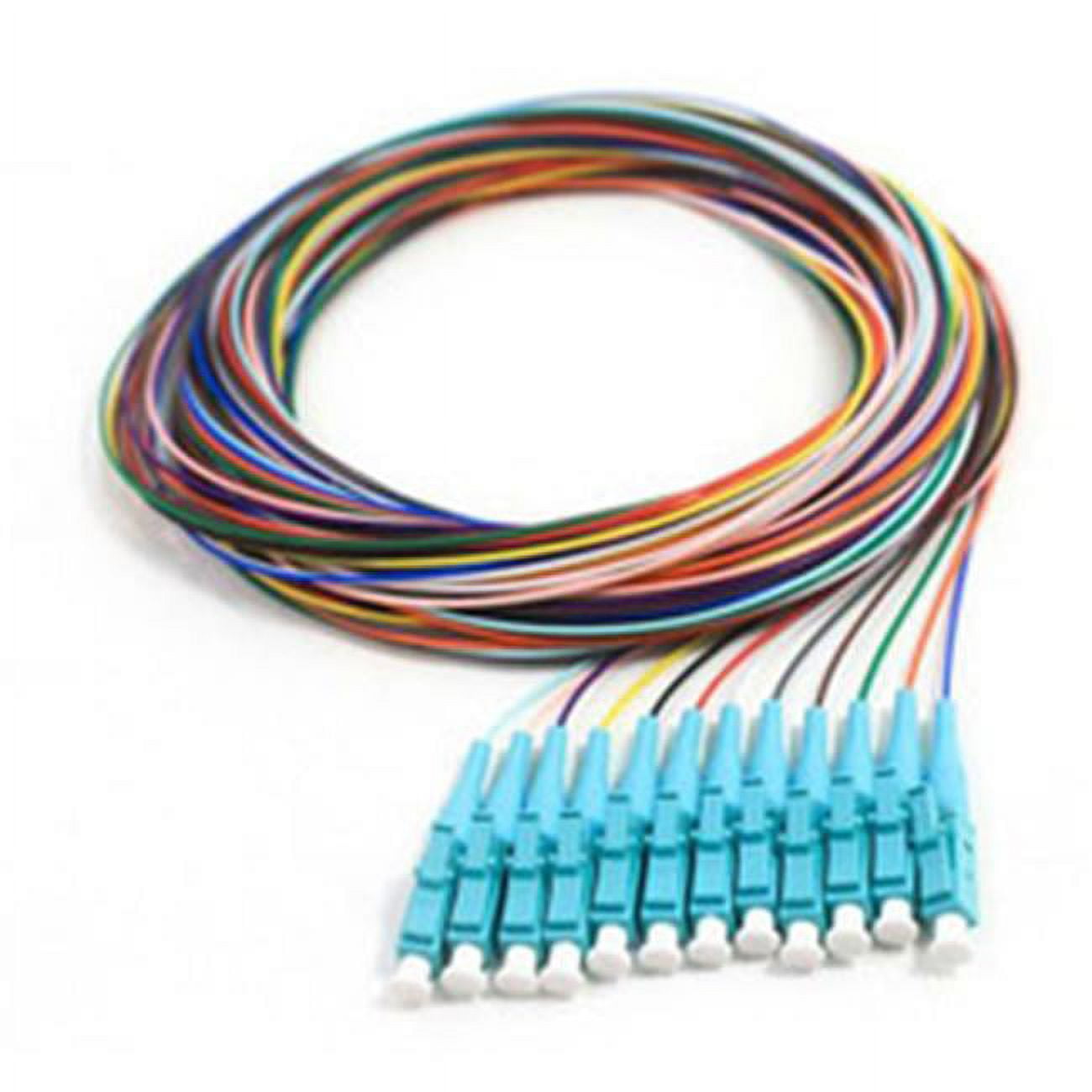 Picture of CableWholesale 15F1-42012 3 m 12 Strand Fiber Pigtail - 0.4 Multmode - OM3 LC & PC Connectors