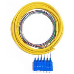 3m Singlemode LC-UPC Fiber Distribution Pigtail - Blue & Yellow - 6 Strand - Corning Fiber