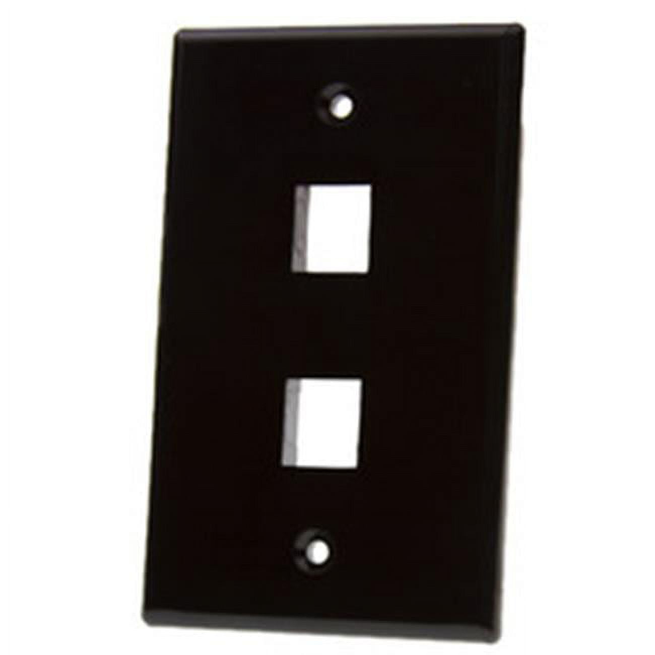Picture of CableWholesale 3012-02202 2 Port Single Gang Keystone Wall Plate, Black