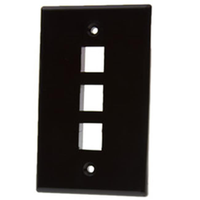 Picture of CableWholesale 3012-02203 3 Port Single Gang Keystone Wall Plate, Black
