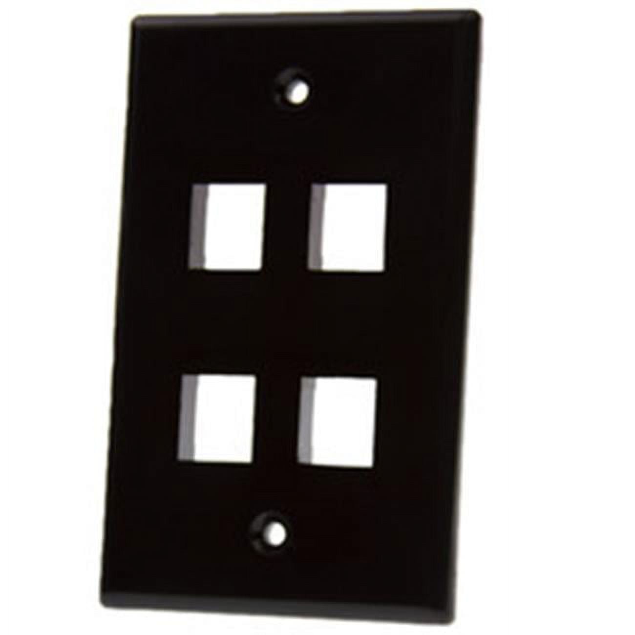 Picture of CableWholesale 3012-02204 4 Port Single Gang Keystone Wall Plate, Black