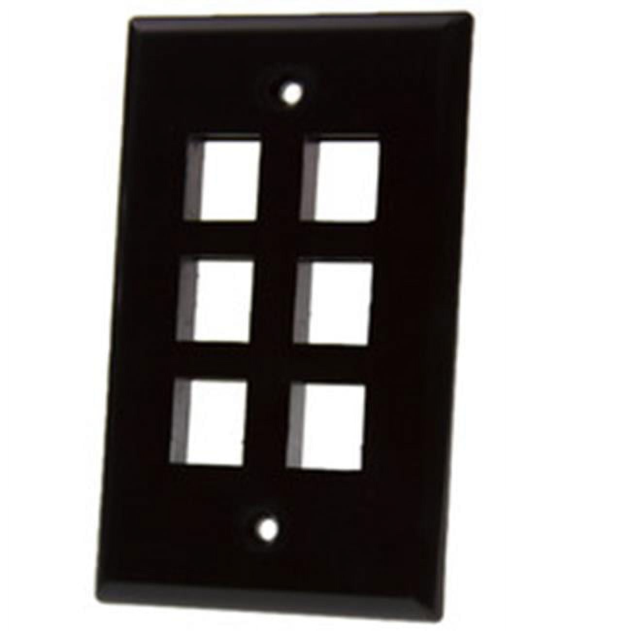 Picture of CableWholesale 3012-02206 6 Port Single Gang Keystone Wall Plate, Black