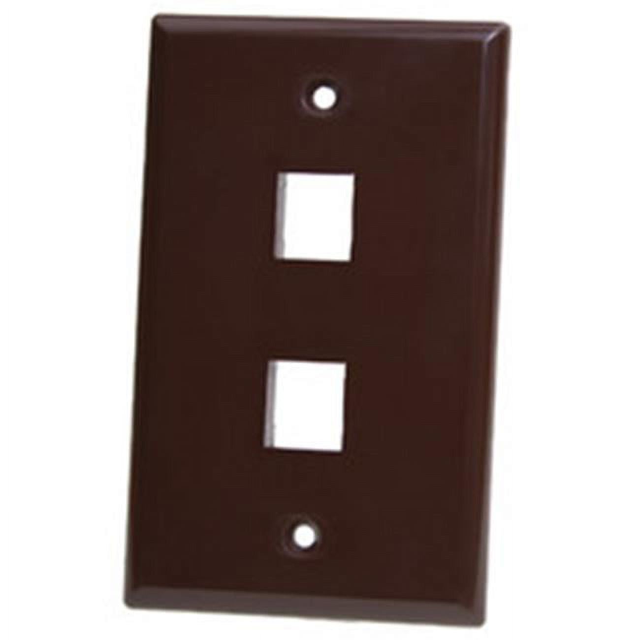 Picture of CableWholesale 3012-03202 2 Port Single Gang Keystone Wall Plate, Brown