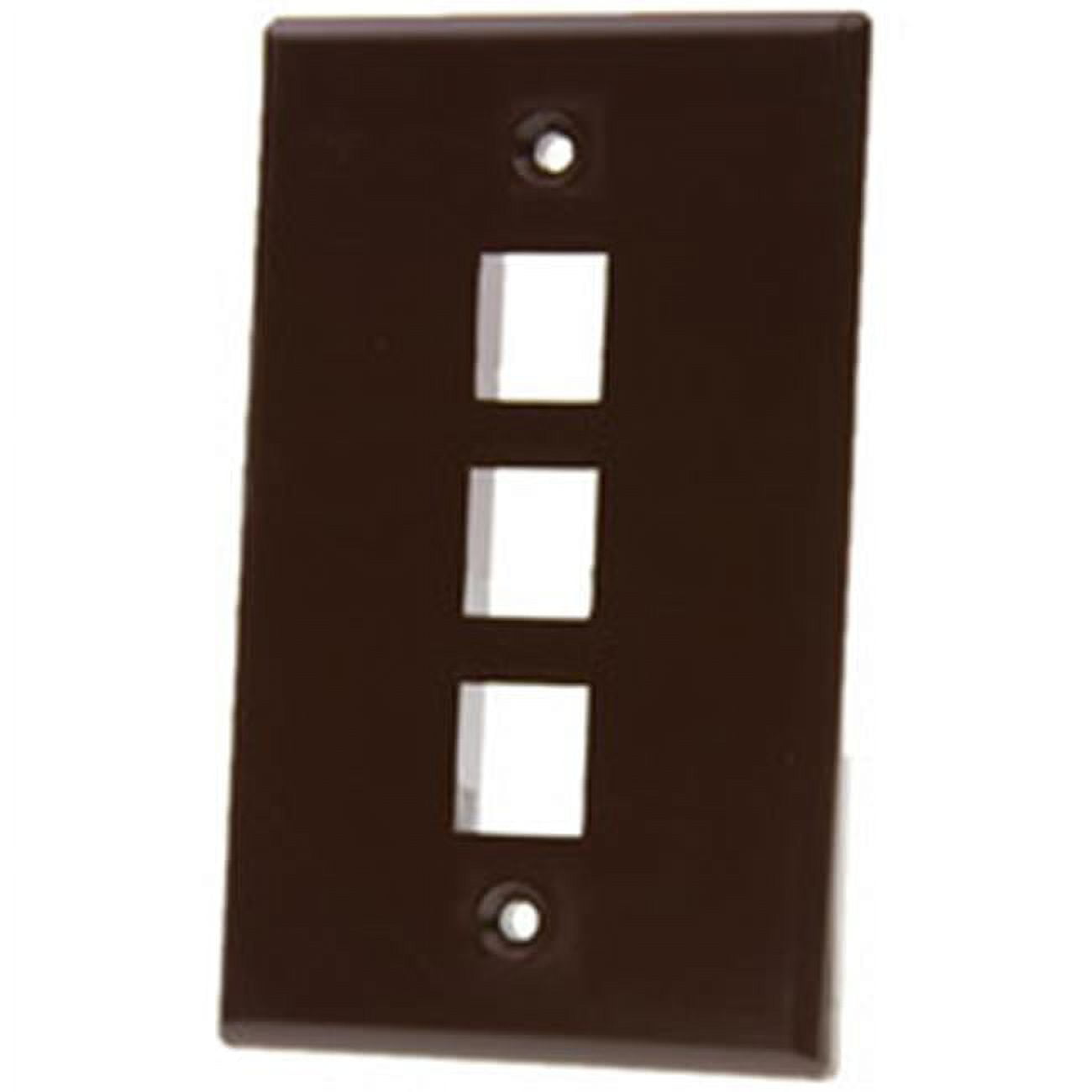 Picture of CableWholesale 3012-03203 3 Port Single Gang Keystone Wall Plate, Brown
