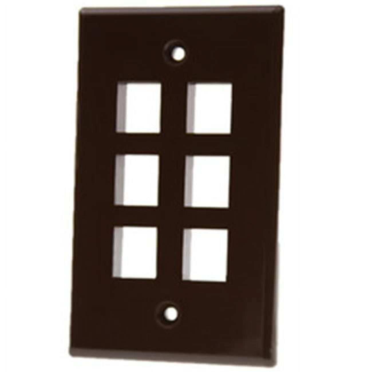 Picture of CableWholesale 3012-03206 6 Port Single Gang Keystone Wall Plate, Brown