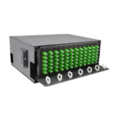 CableWholesale 68F1-41220 4U Fiber Optic Patch Panel, Capacity 12 LGX Adapter Plates - Black Powder Coat