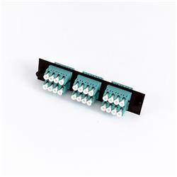CableWholesale 68F3-22160 LGX Compatible Adapter Plate with 6 Multimode Quad Aqua LC Connectors for OM3 & OM4 10Gb Applications, Black Powder Coat