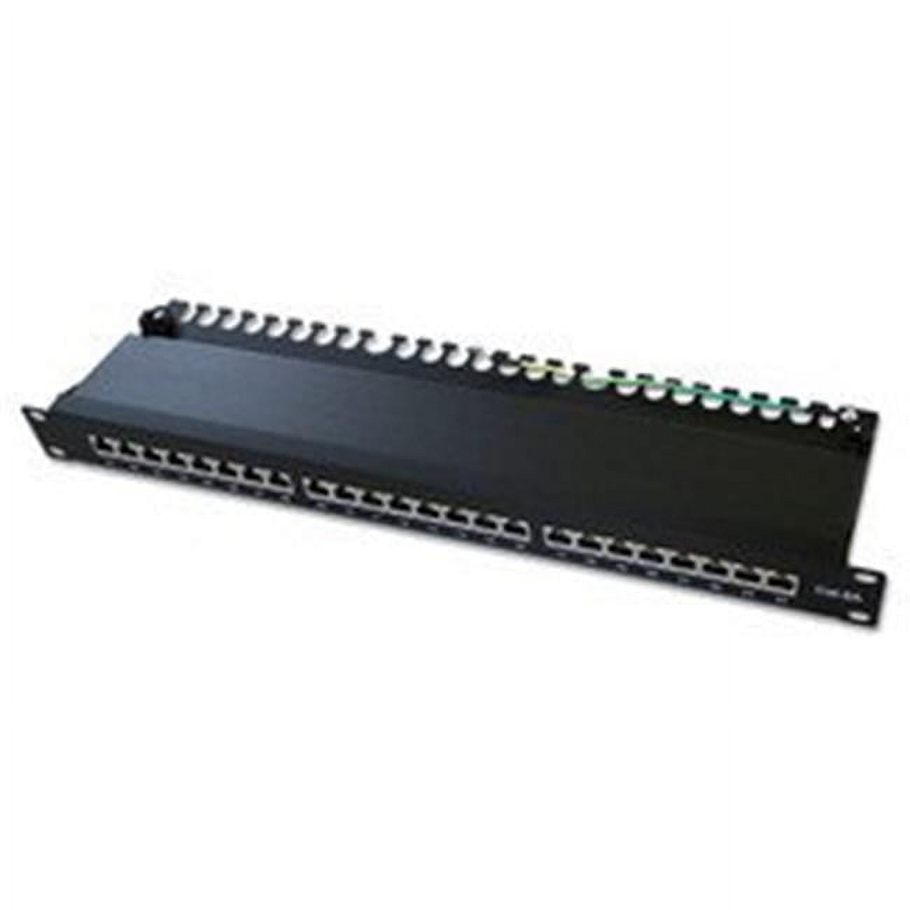 CableWholesale 69BK-56024 1U Rackmount 24 Port Shielded Cat6a Patch Panel - Horizontal, 110 Type, 568A & 568B Compatible, Black