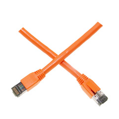 CableWholesale 13X8-53125 25 ft. Cat8 Orange S & FTP Ethernet 40Gbps-2000MHz Molded Boot 4-Pair 24 AWG RJ45 Male Copper Patch Cable, Orange