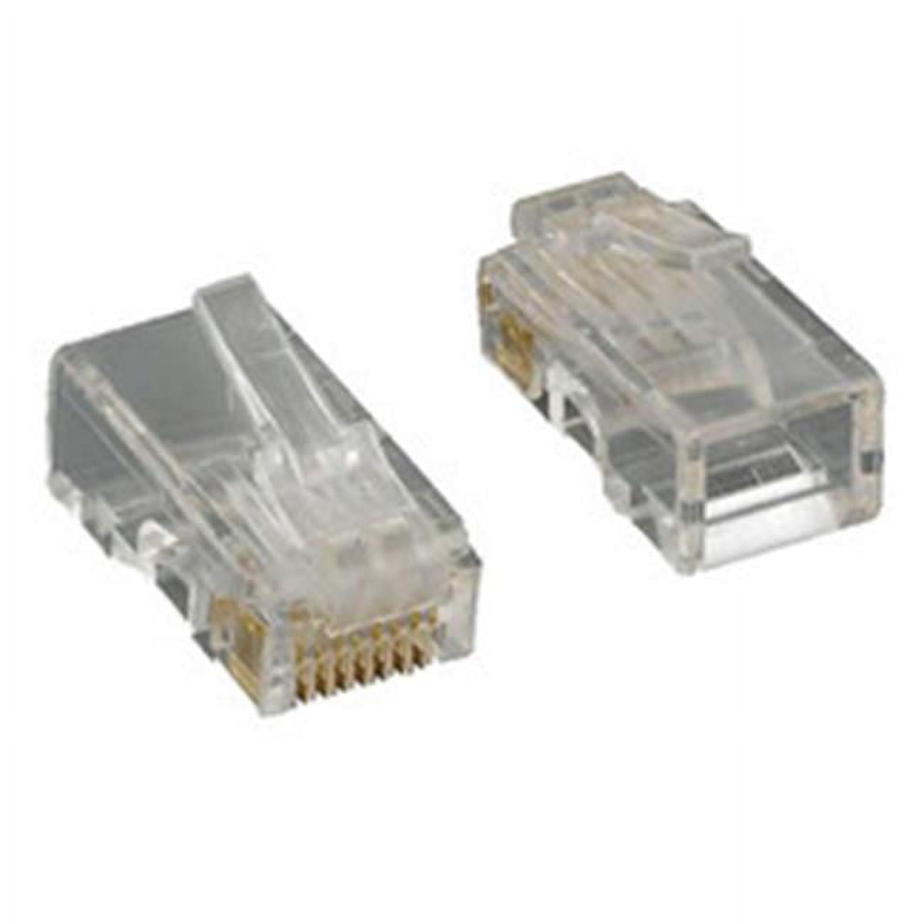 Picture of Cablewholesale 31D0-511HD Cat5E RjJ45 8P8C Crimp Connectors for Solid & Stranded Cable - 100 Piece