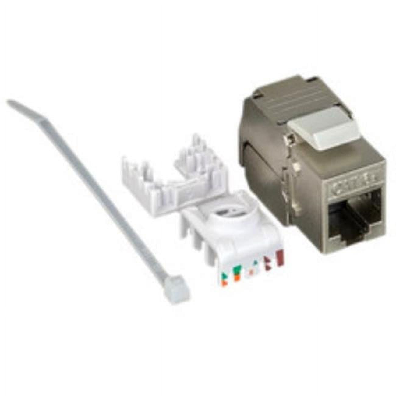 Cat6A Shielded Toolless Keystone RJ45 Female Jack, Silver