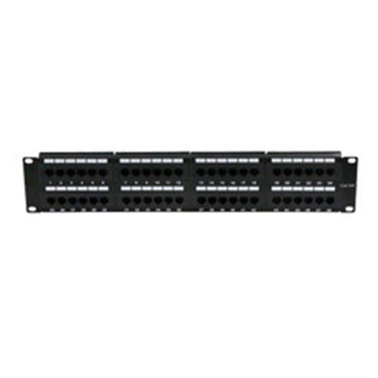 19 in. 2U 48-port Cat6a Patch Panel - 110 Type, 568A-B - Rackmount, Black