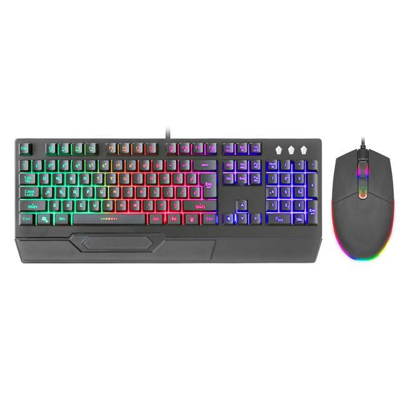 Picture of CableWholesale 5012-80105 Gaming RGB LED Light up USB Keyboard & Mouse Combo&#44; 104 Keys&#44; Black
