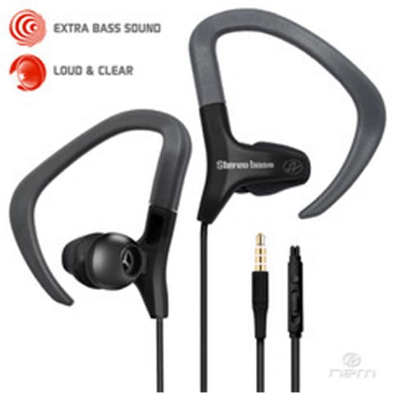 Picture of CableWholesale 5002-213BK Sport Over-Ear Clip Earbuds Featuring Microphone with Play&#44; Pause & Call Controls & Slide Volume&#44; Black