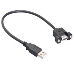 USB 2.0 Panel Mount Extension Cable - Black - 6 ft - Secure Connection