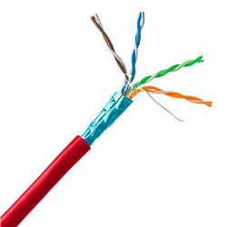 Shielded Cat5e Red Solid Copper Ethernet Cable, F/UTP, POE Compliant, Pullbox, 1000 foot