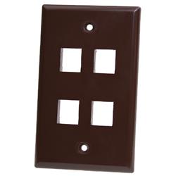 Picture of CableWholesale 3012-03204 Keystone Single Gang 4 Port Wall Plate, Brown