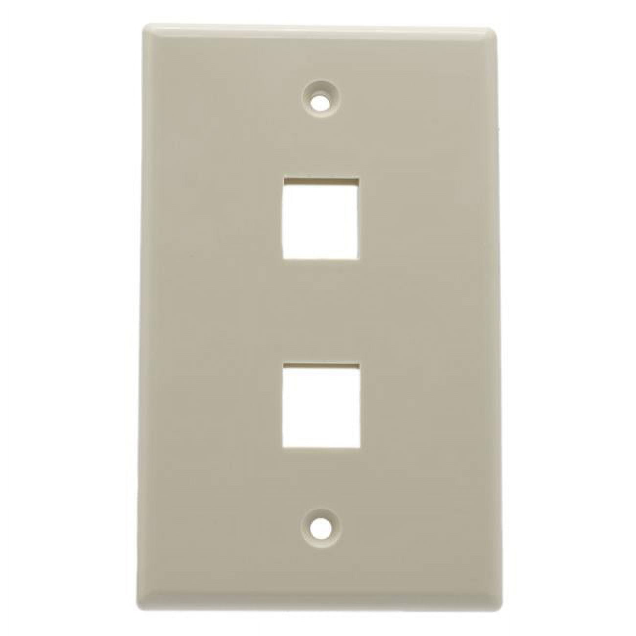 Picture of CableWholesale 3012-09302 Keystone Single Gang 2 Port Wall Plate, Lite Almond
