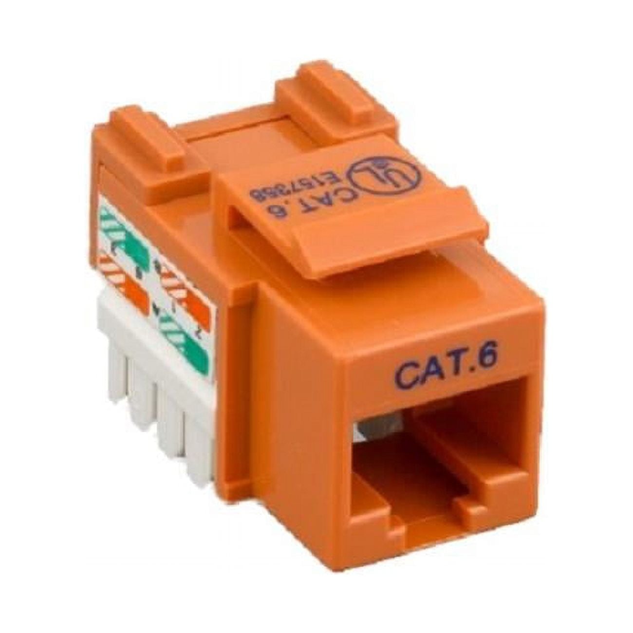 Cat6 RJ45 Female to 110 Punch Down Keystone Jack, Orange