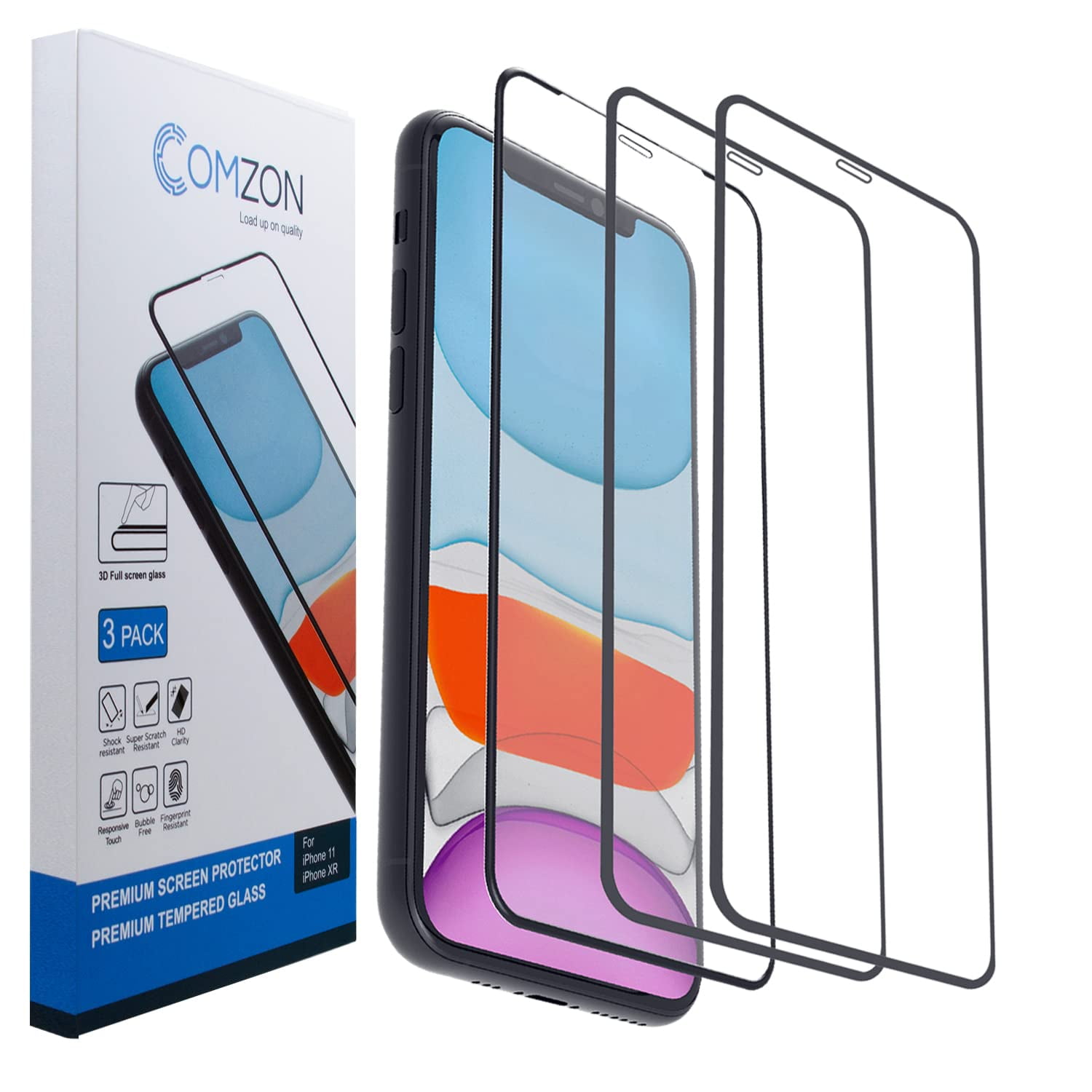 Picture of CableWholesale C2010 Tempered Glass Screen Protector for iPhone 11 & iPhone XR&#44; Pack of 3