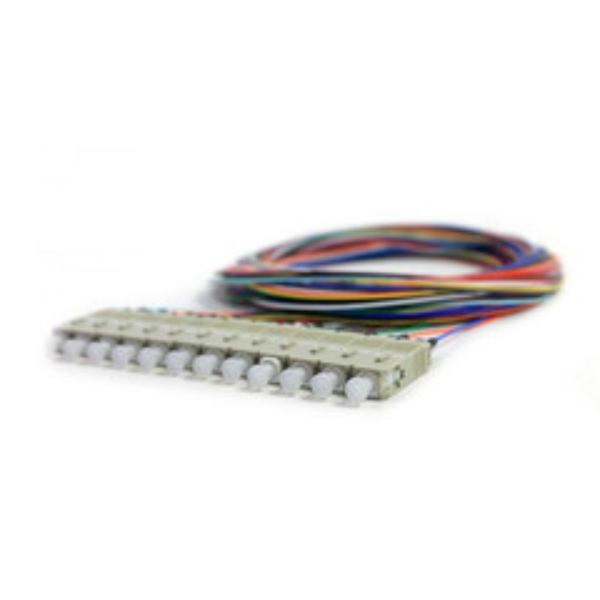 15F1-30012 3 m 12 Strand Fiber Pigtail - OM2 - 50 & 125, Multimode Black Boot SC & PC Connectors