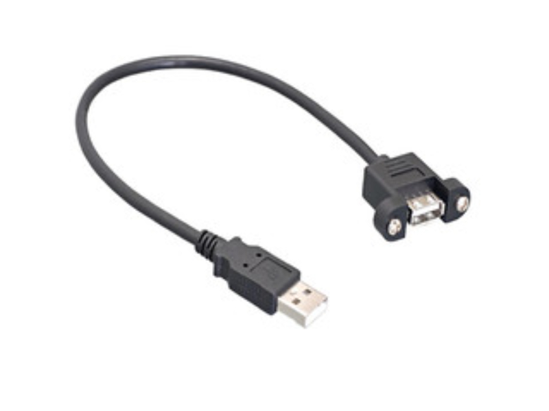 CableWholesale 10U2-24103 3 ft. USB 2.0 Panel Mount Extension Cable - Type A Male to Panel Mount Female - Black